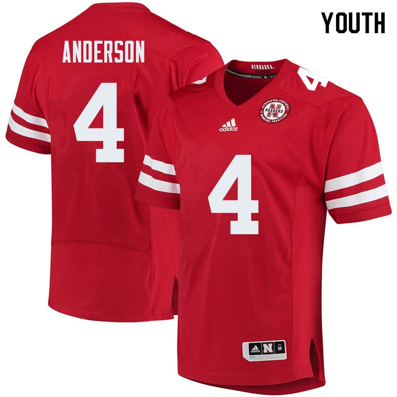 Youth #4 Avery Anderson Nebraska Cornhuskers College Football Jerseys Sale-Red - Click Image to Close